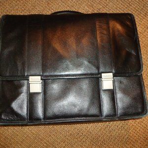 McKlein Leather Handled Laptop Briecase Blk Double Clasps Made in USA